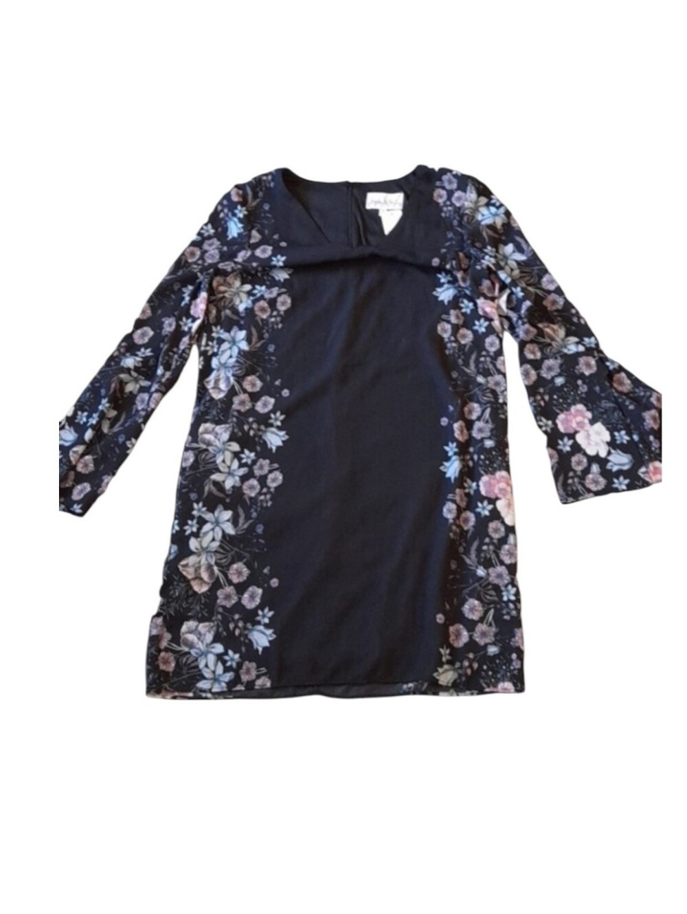 NICOLE MILLER  FLORAL BLACK SHIRT Polyester DRESS WOMENS SIZE 10